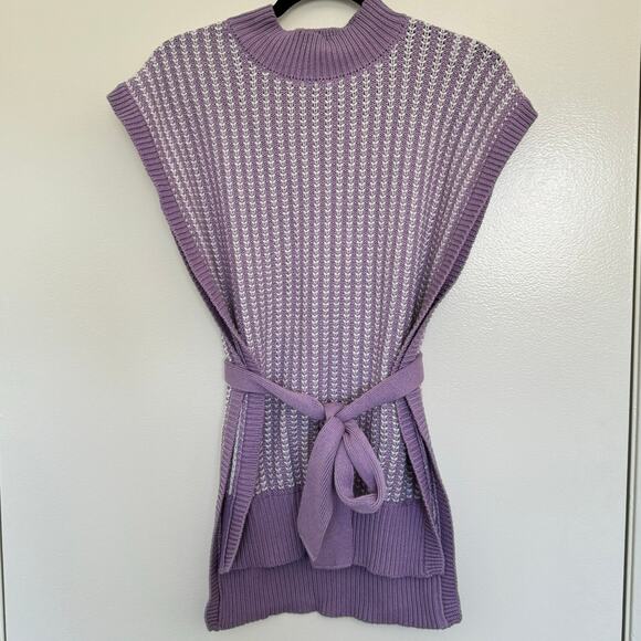 Margo Baridon Dickie Sweater Vest Purple White Size M/L - Picture 4 of 6